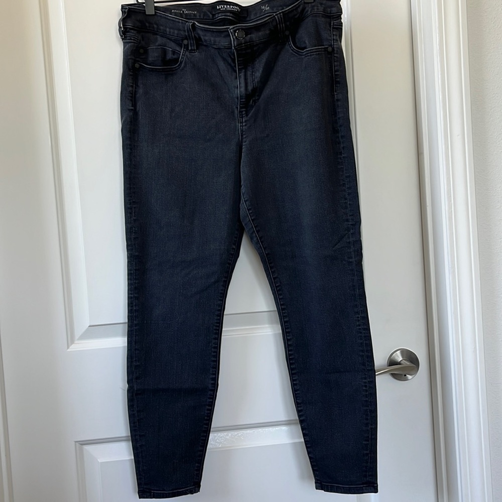 Liverpool skinny jeans, black/gray, Size 16/33.